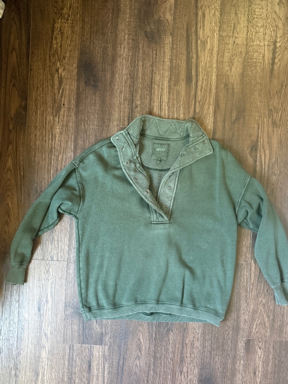 Aerie Getaway Quarter Snap Sweatshirt Mystical Green Oversized Size XS